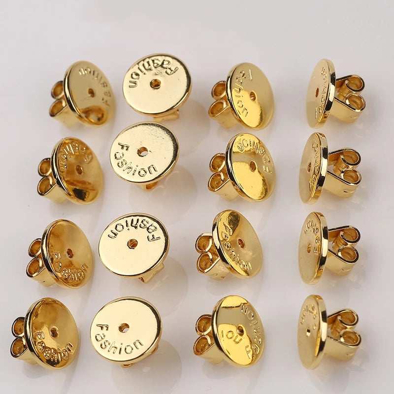 5Pairs 6/8mm Secure Spring Locking Earring Backs Replacements 18K White Gold Plated for DIY Heavy Dangle Earring Posts Jewelry Oasis Select