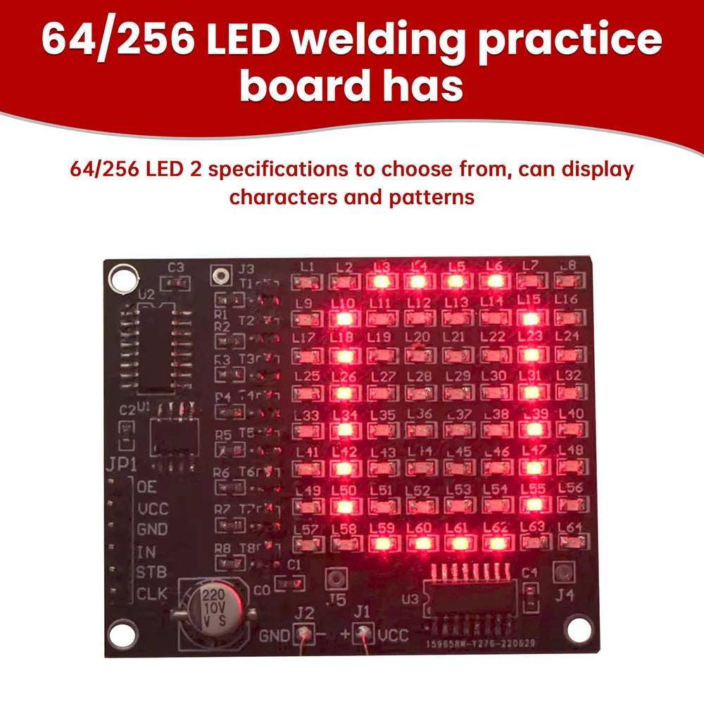 64LED/256LED Red Display LED SMD Dot Matrix Advertising Screen Kit SMT Component Welding Practice Board DIY Parts Oasis Select