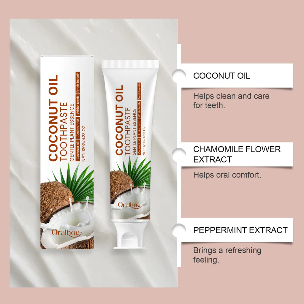 Coconut Oil Toothpaste: Freshens Breath, Nourishes Gums and Enamel, Family Oral Care Toothpaste Oasis Select