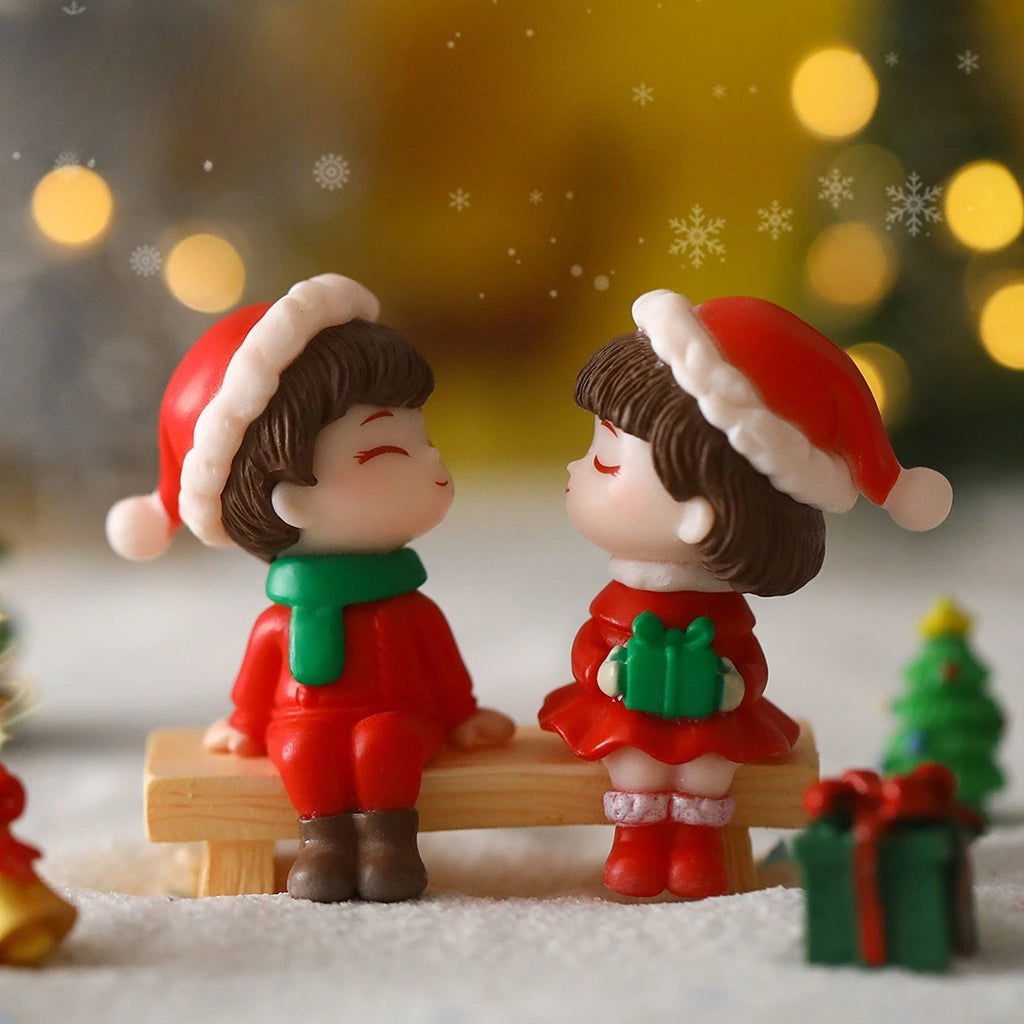 1-20Pairs Mini Christmas Couple Dolls DIY Christmas Decoration Accessories Cute Christmas Couple Dolls Desktop Ornaments Oasis Select