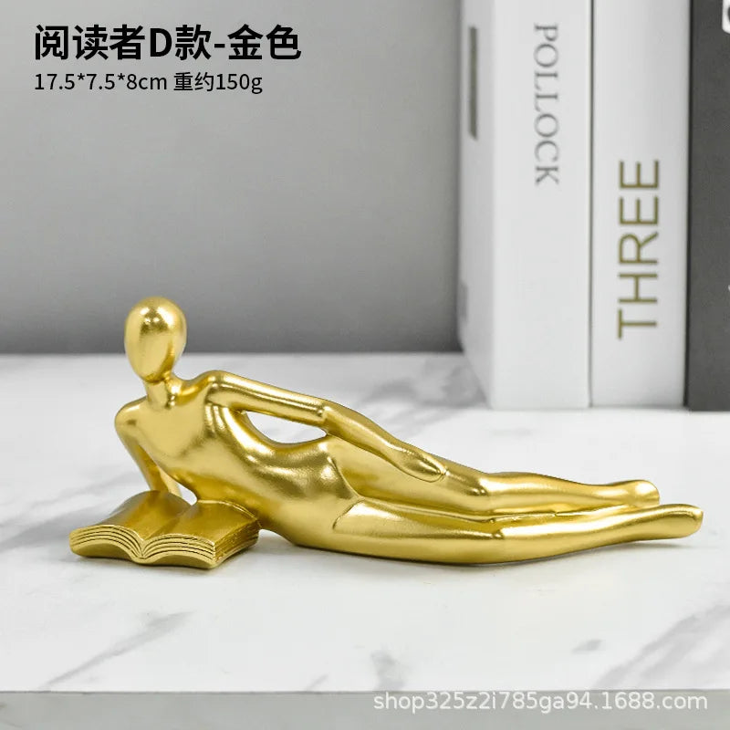 The New Creative Thinker Reads The Decoration Piece Modern Simple Home Living Room Abstract Decoration Gift Oasis Select D Gold