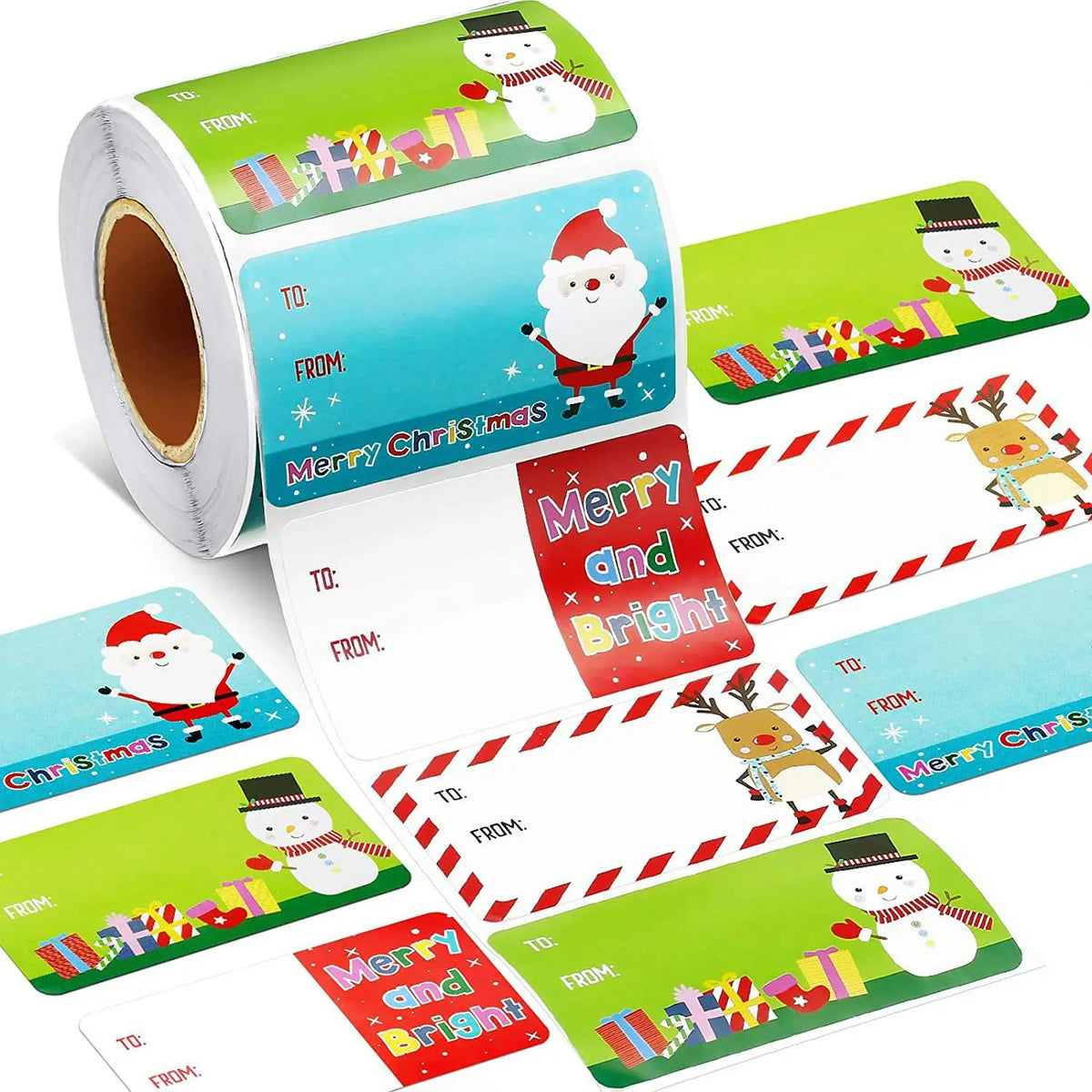 500 Pcs Christmas Tags Christmas Santa Claus Stickers Self Adhesive Christmas Tag Christmas Festival Birthday Holiday Decor Oasis Select