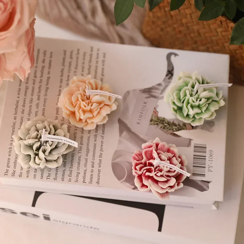 3D Carnation Flower Candle Home Decoration Wedding Bar Party Souvenirs Aromatherapy Candle Room Decor Ornament Gifts Oasis Select