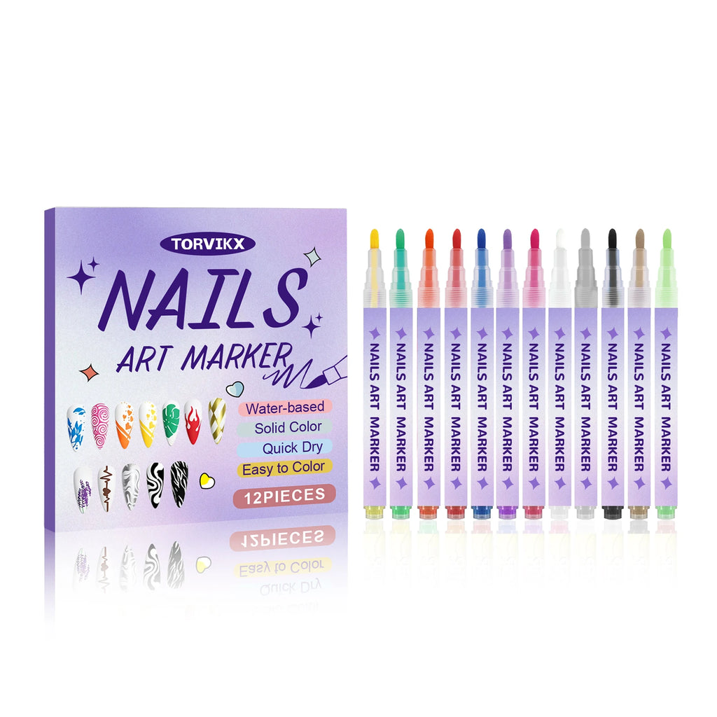 Nail Art Pen DIY Painting Fine Tip Long Lasting Color Smooth Drawing Water Based Waterproof Quick Dry Professional Beginner Oasis Select 1set