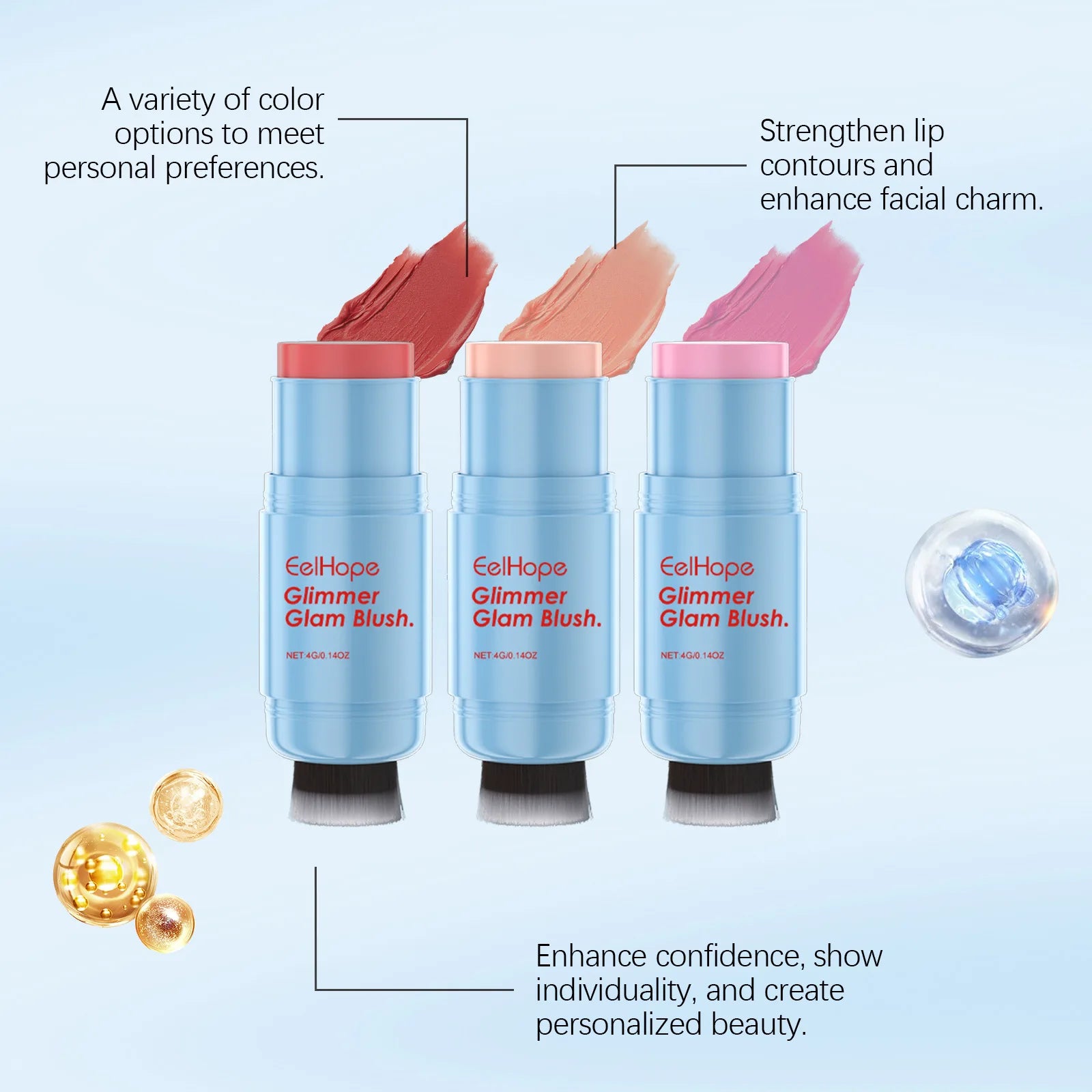 Eelhope Double-Ended Blush Stick – Matte Cheek & Lip Color Blush Stick Oasis Select