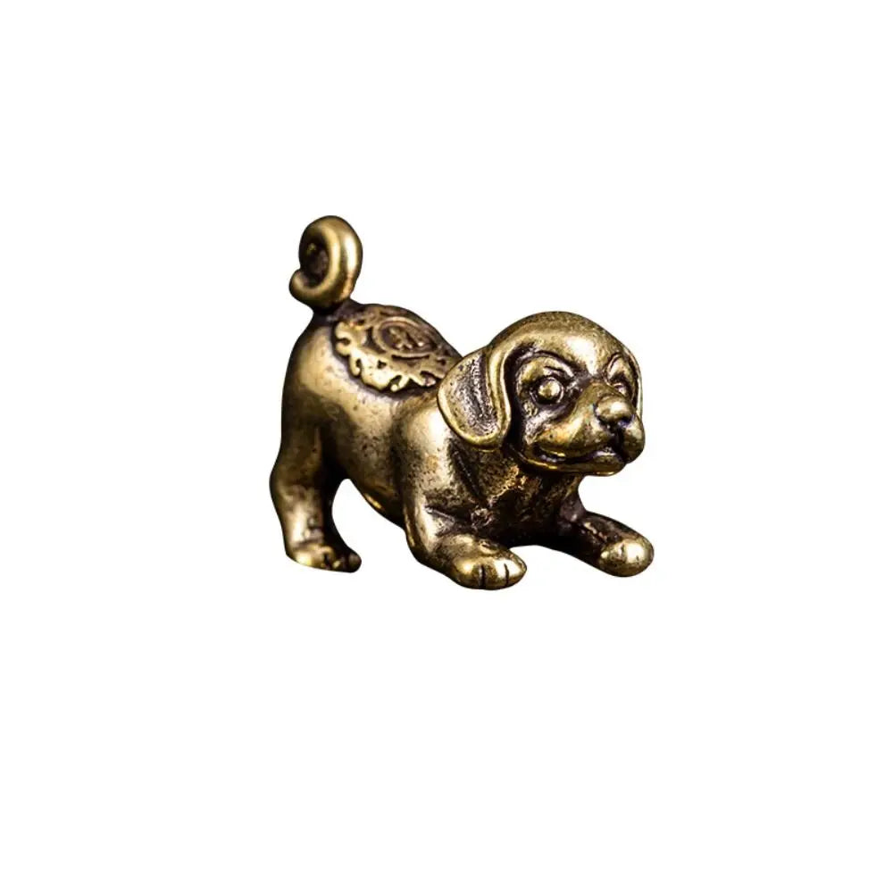Solid Brass Zodiac Dog Figurine | Feng Shui Tea Pet Decor