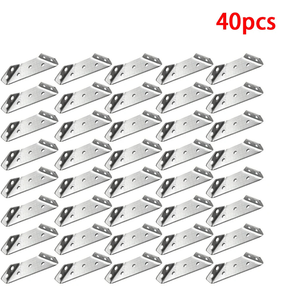 10/20/40pcs Thickened Stainless Steel Angle Code 90 Degrees Right Angle Fixed Bracket Furniture Connectors Oasis Select 40pcs