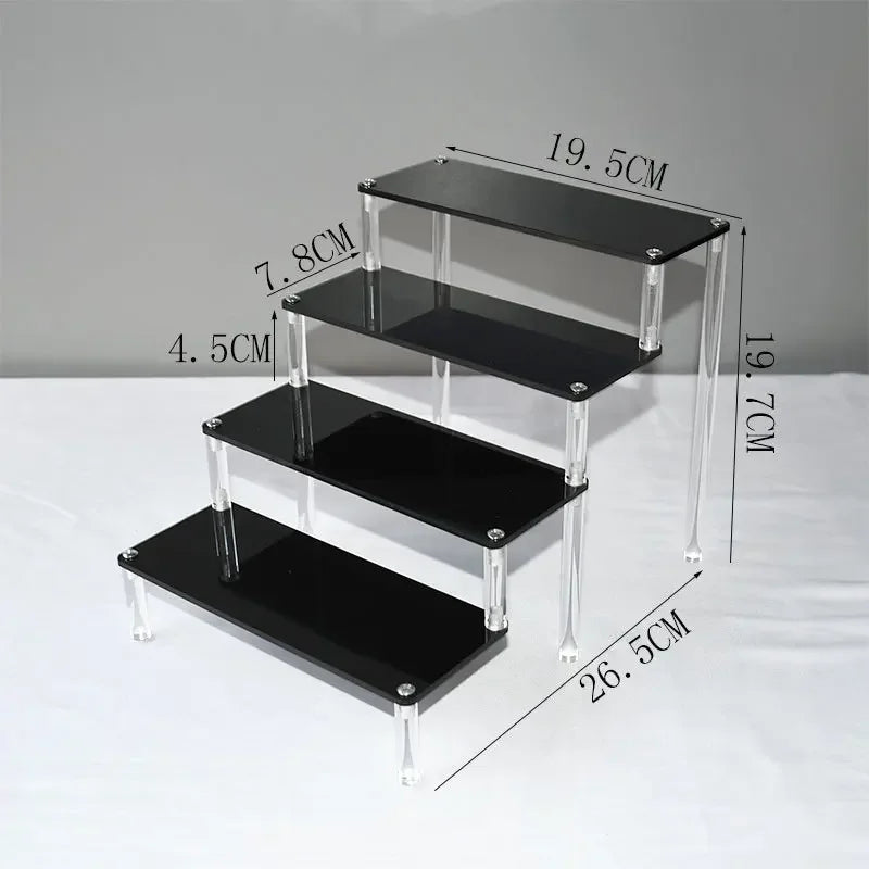 1–5 Tier Acrylic Display Stand | Riser Shelf Rack – Clear & Black