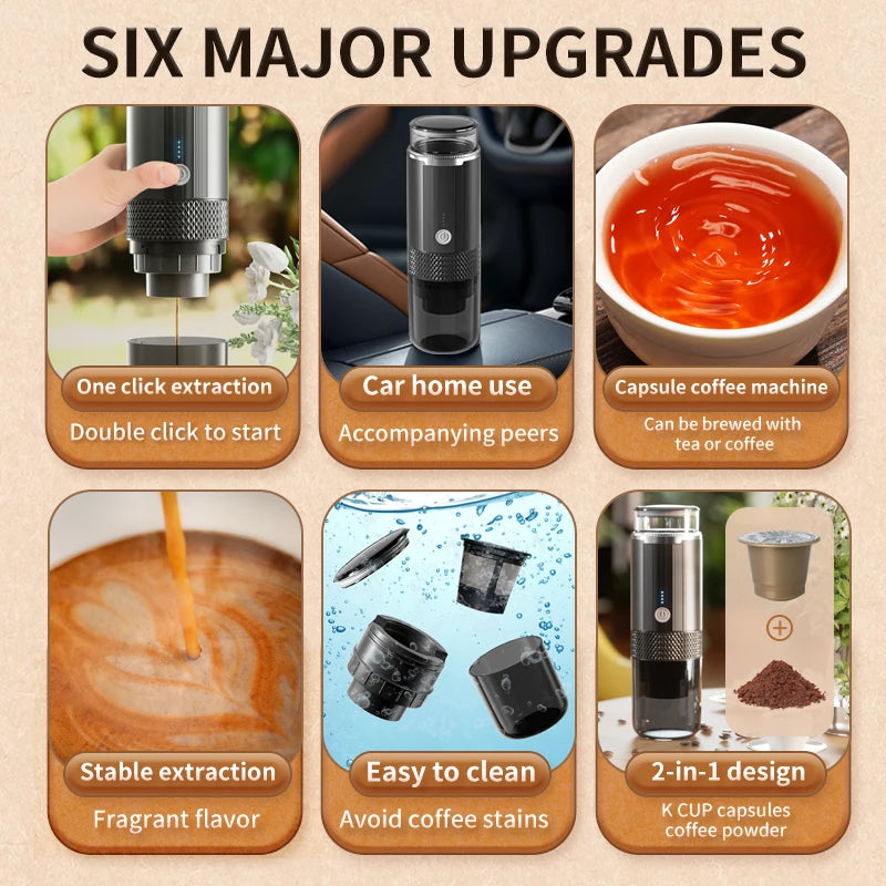 Portable Coffee Machine Coffee Maker Electric Capsule Ground Brewer Fit For Powder and Coffee Capsul Suitable Oasis Select