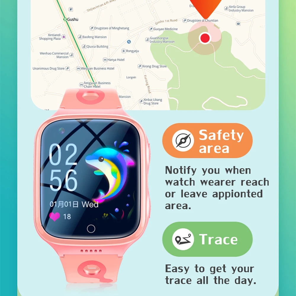 4G Kids Smart Watch Camera SOS Waterproof GPS WIFI Video Call Monitor Tracker Location LBS Smartwatch Children Watch Boy Girl Oasis Select