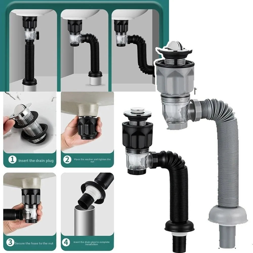 Anti-odor Basin Drain Dual-use Bathroom Accessories Hand Basin Drainage Component Horizontal and Vertical Drainage Oasis Select