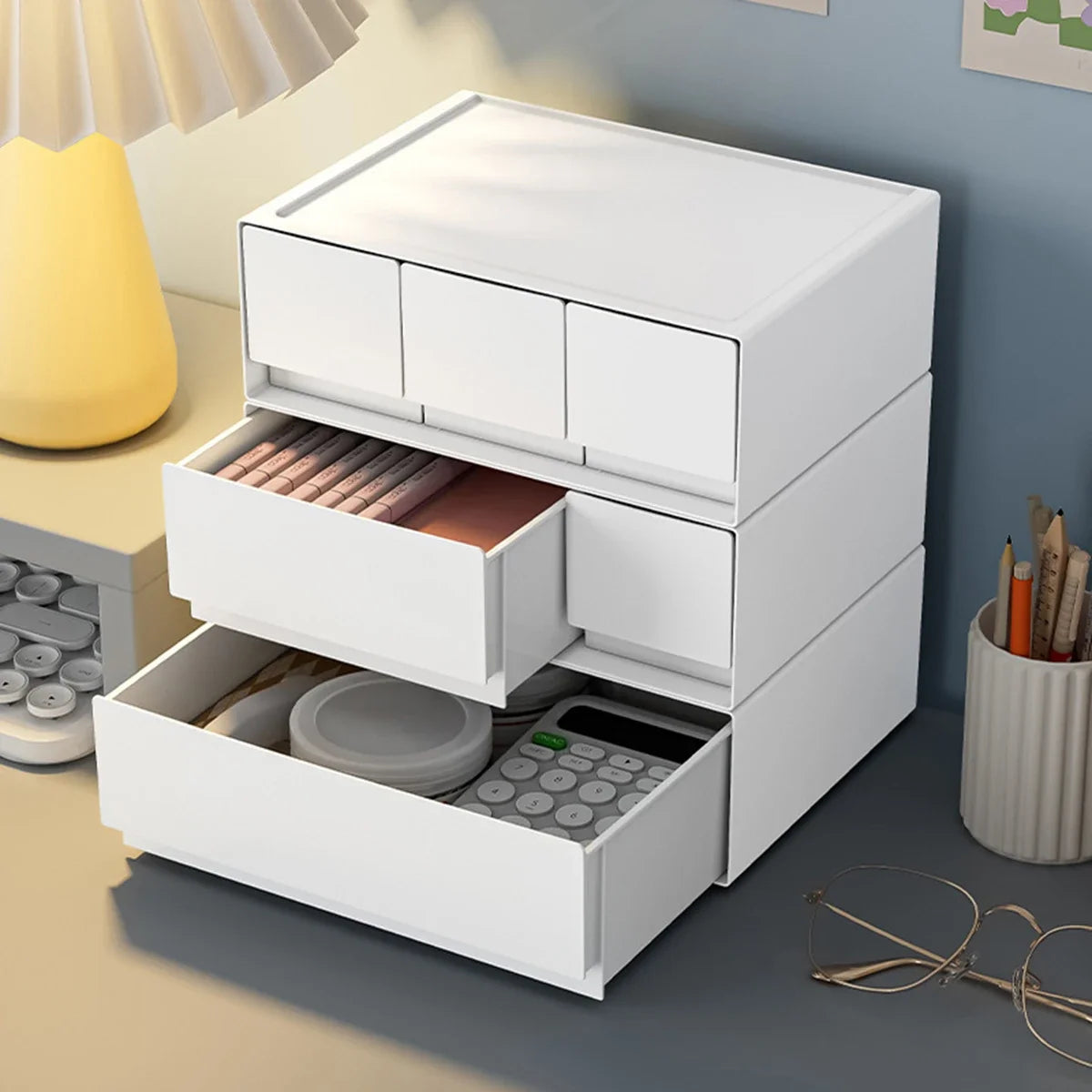 Multi-Layer Stackable Desktop Drawer Home Student Stationery Office Storage Cabinet Jewellery Jewellery Box Desktop Storage Oasis Select