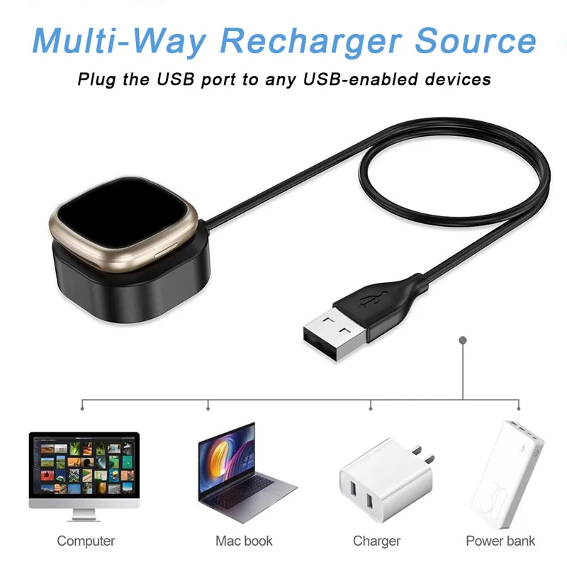 Magnetic USB Charger for Fitbit Versa 4, Versa 3, Sense & Sense 2 Smartwatch Charger Oasis Select