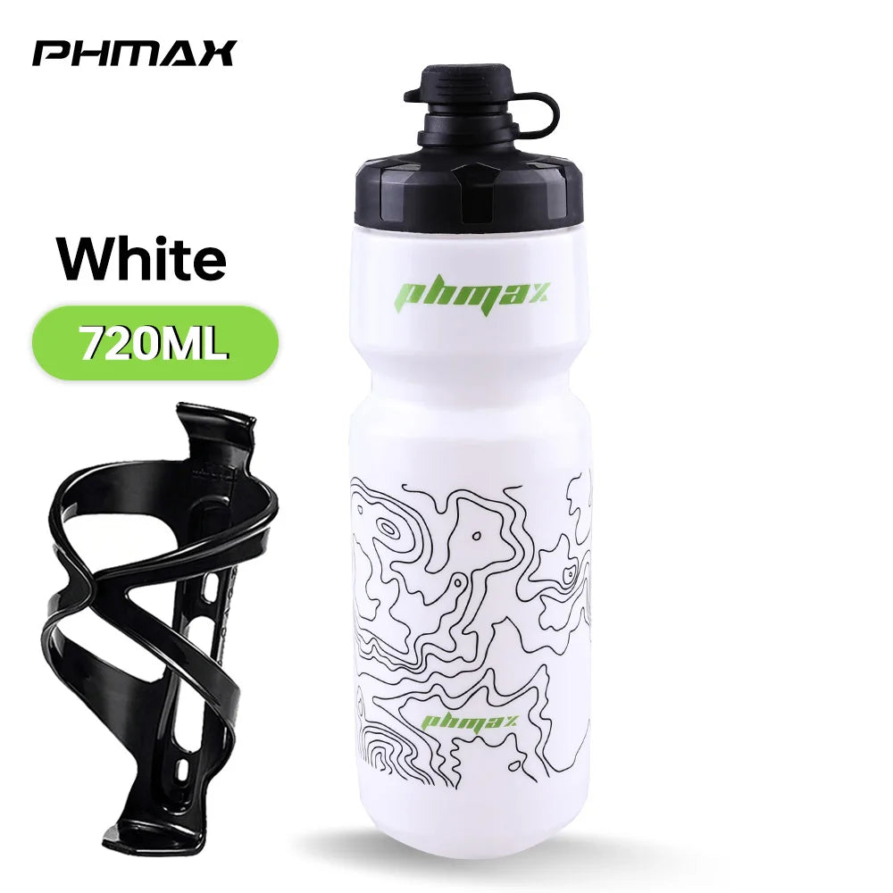 PHMAX 720ML Bicycle Water Bottle Lightweight Outdoor Sport Portable Cycling Kettle MTB Road PP Large Capacity Bike Cup Oasis Select White-T