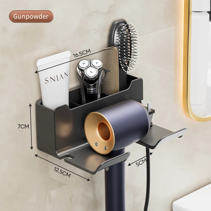 Hair Dryer Holder Wall Mounted Wall Dryer Cradle white black greyHairdryer Blow Dryer Organizer for Bathroom Bathroom Shelves Oasis Select B-Gray-3pcs