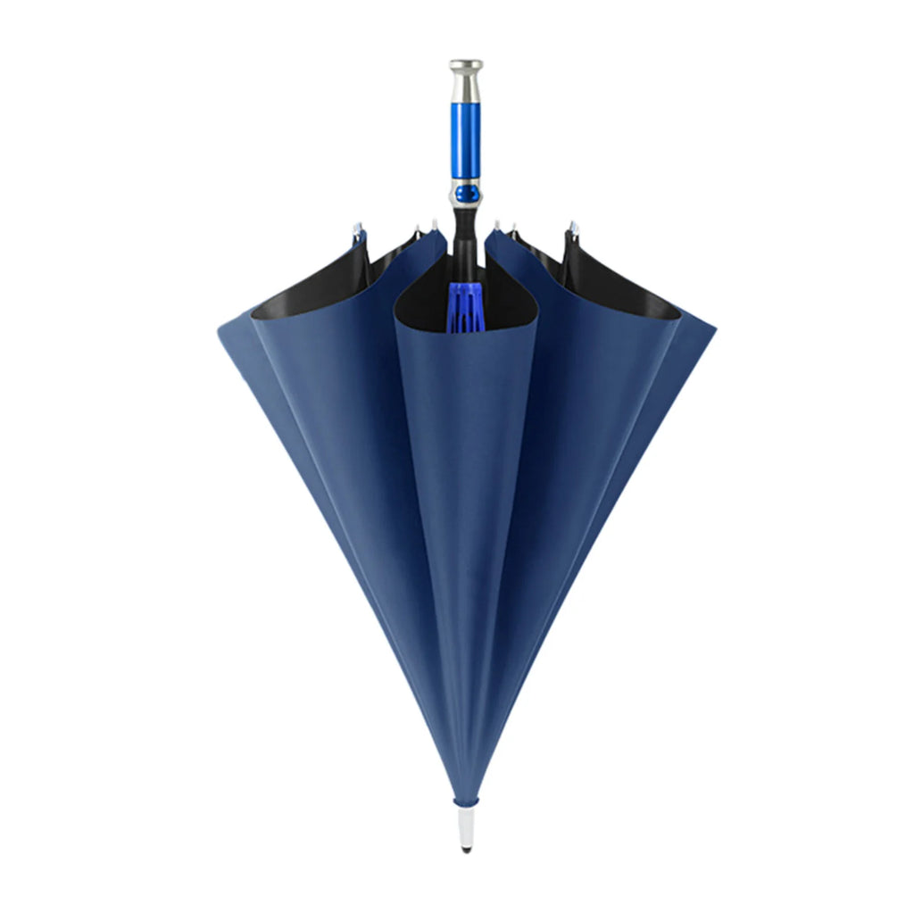 PEAKINBAGS Double Layer UV Auto Open Long Handle Umbrella Long Handle Umbrella Oasis Select Upgrade Navy Blue