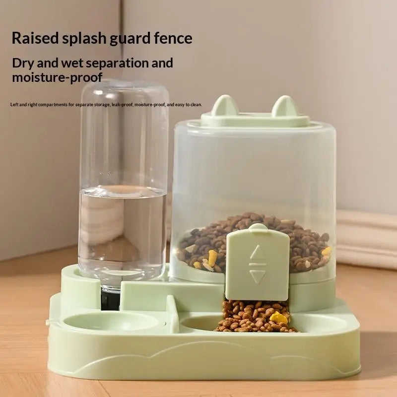 2-in-1 Large Pet Feeder Water Dispenser Dry Wet Separation Durable Plastic Transparent No Battery For Cats Dogs Travel Oasis Select