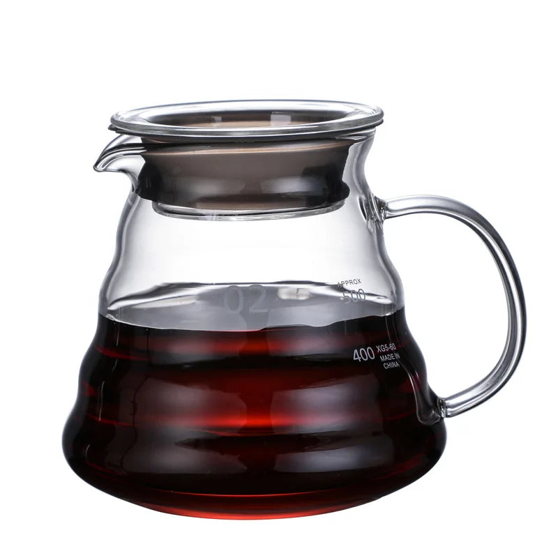 360/600/800ml Heat Resistant Coffee Pot Clear Glass Kettle Sharing Pot with Lids, Pour Over Coffee Espresso Maker Accessories Oasis Select 600ML