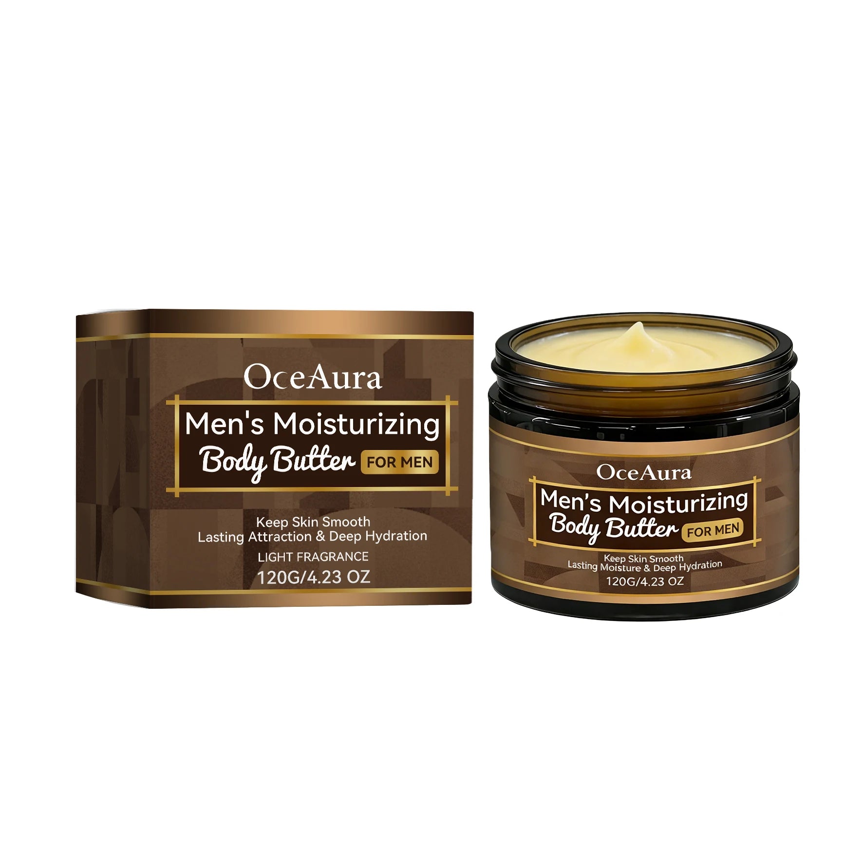 Men's Moisturizing Body Butter Deep Hydrating Nourishing Cream for Dry Skin Fast Absorption Non-Greasy Daily Body Lotion Oasis Select 120g Boxed