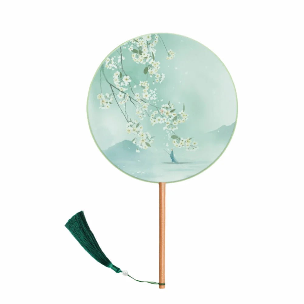 Silk Round Hand Fan – Vintage Chinese Ink Painting Design