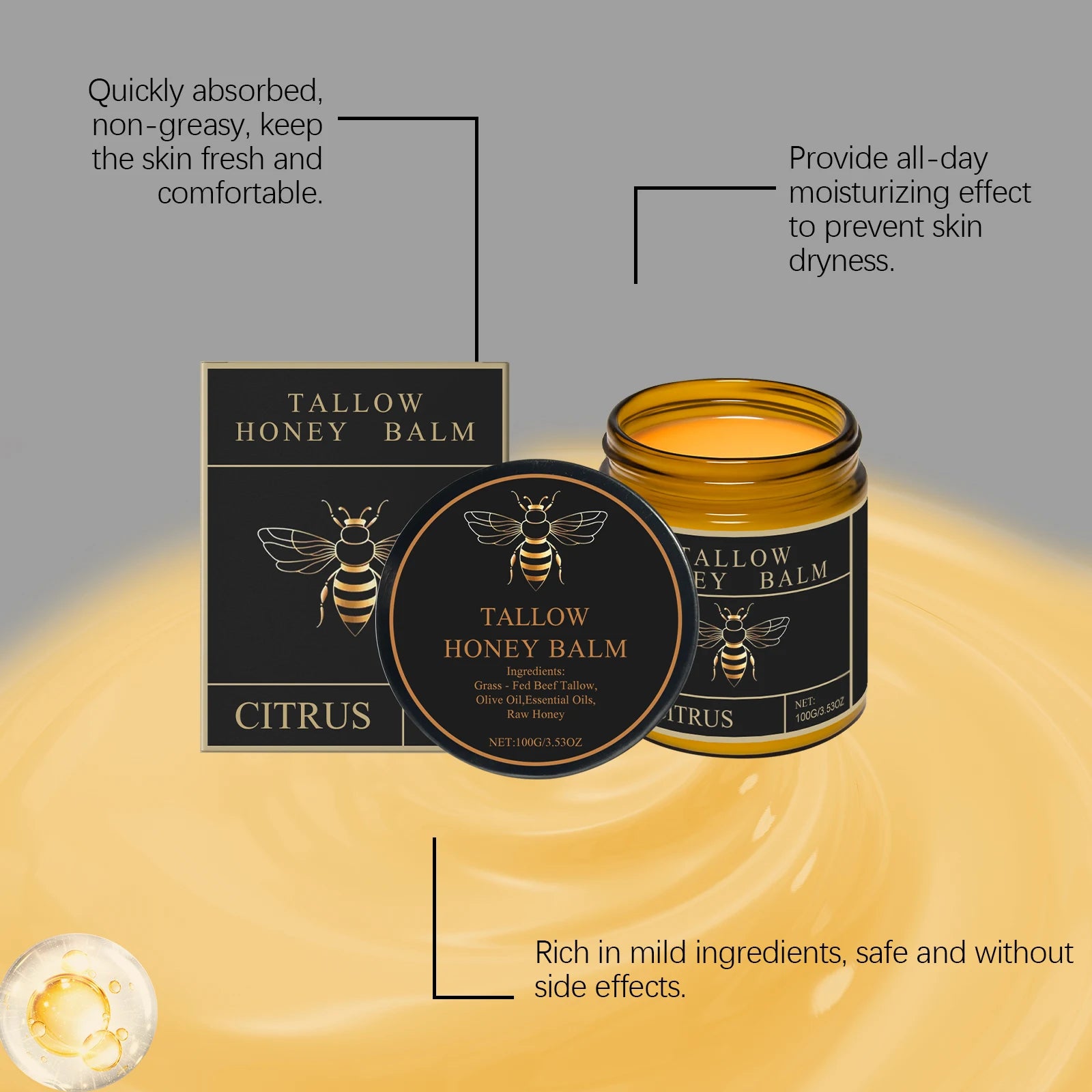 Tallow Honey Cream – Brightening Firming Face & Body Lotion