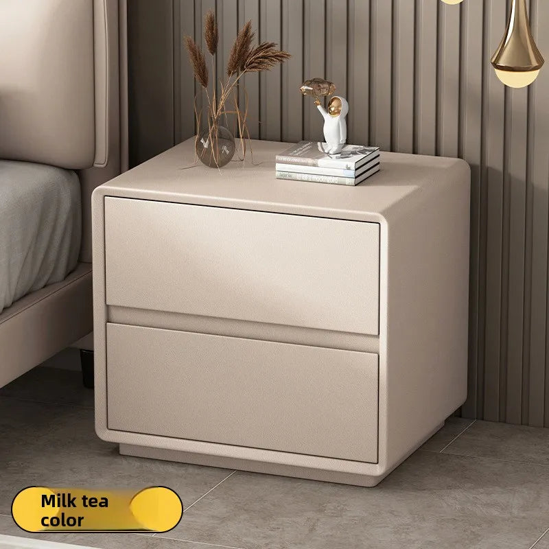 Simple and modern solid wood paint bedside table Italian minimalist light luxury bedroom household small storage locker Oasis Select A4 Milk tea 48-40-48