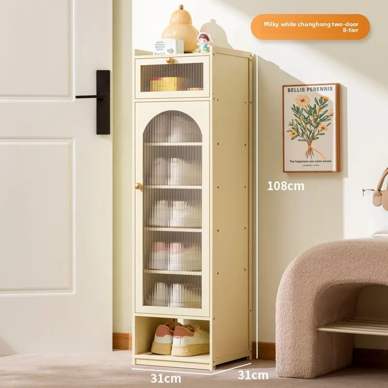 Shoe cabinet storage artifact space-saving indoor entrance small narrow shoe rack 2025 new dust-proof storage cabinet Oasis Select White Eight-Drawer