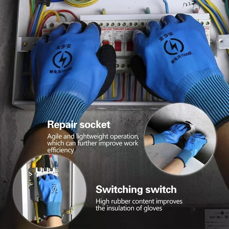1 Pair 1000V Rubber Touch Screen Insulation Glove Industrial Ultrathin Electrician Insulating Gloves Withstanding Voltage Oasis Select