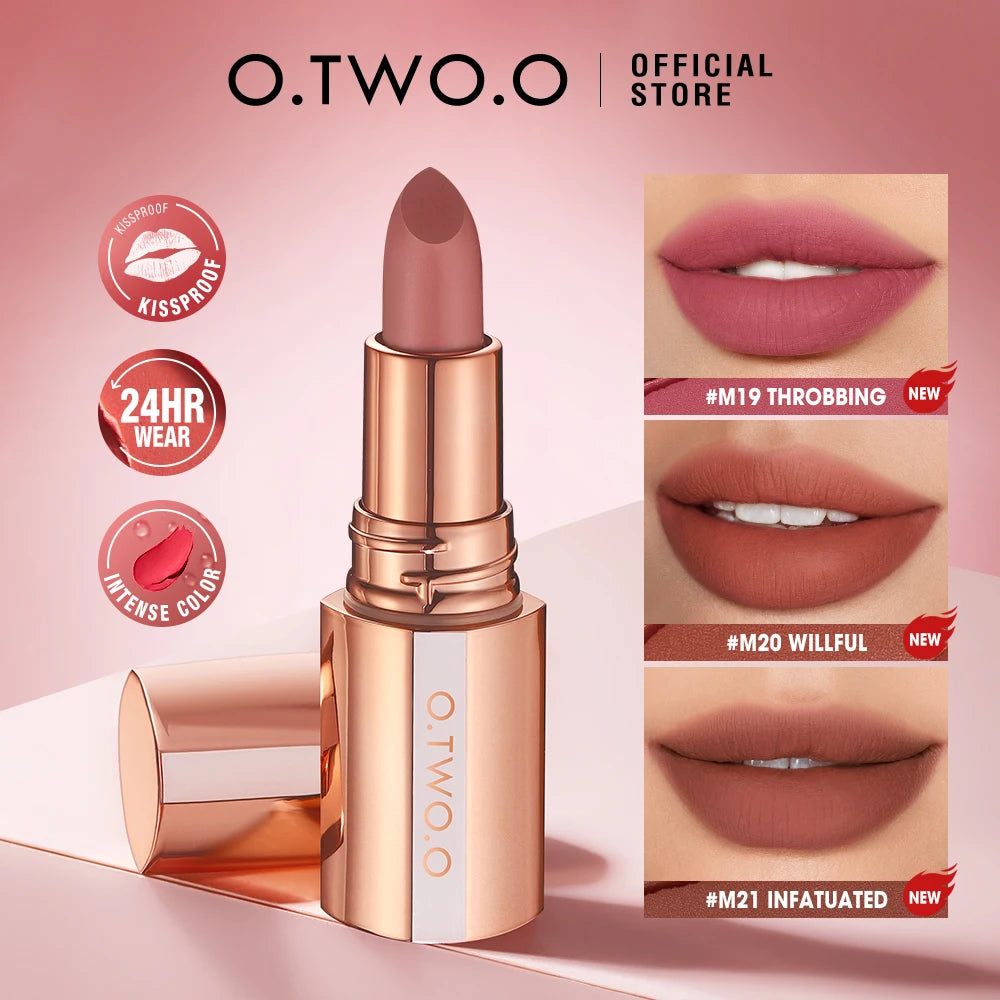 O.TWO.O Matte Lipstick | 8 Colors, Waterproof, Long-Lasting