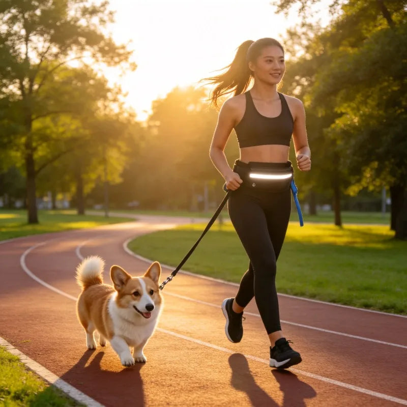 Retractable Elastic Dog Leash Pet Supplies Waist Bag with Reflective Leash Pet Leash Hands-Free Dog Leash for Running Walking Oasis Select