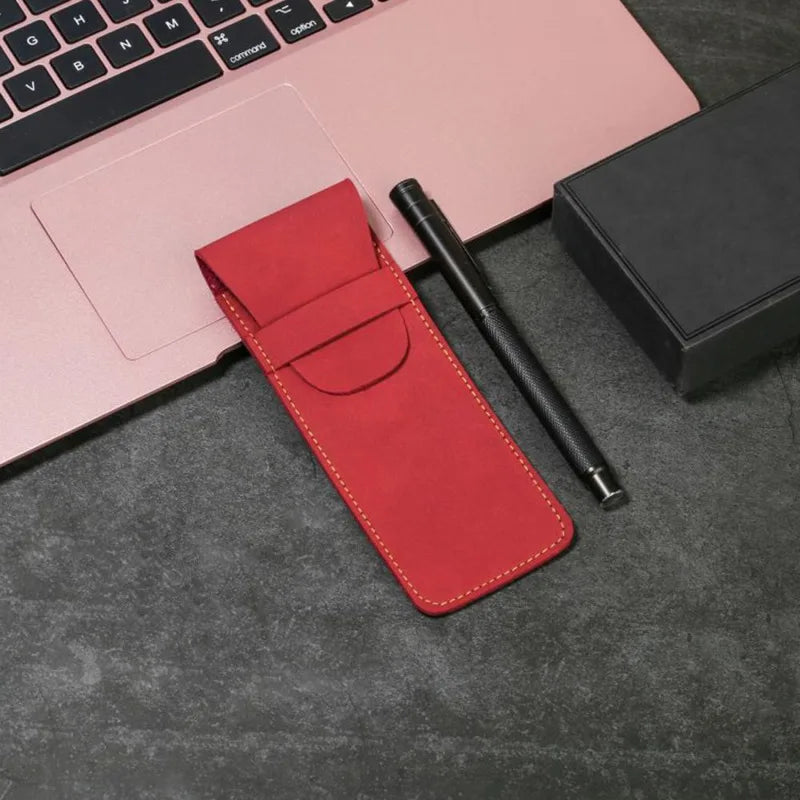 Vintage Leather Pen Case Pocket Pen Pouch Pen Sleeve Mini Stationery Organizer Bag For Students Office Women Men Business Travel Oasis Select