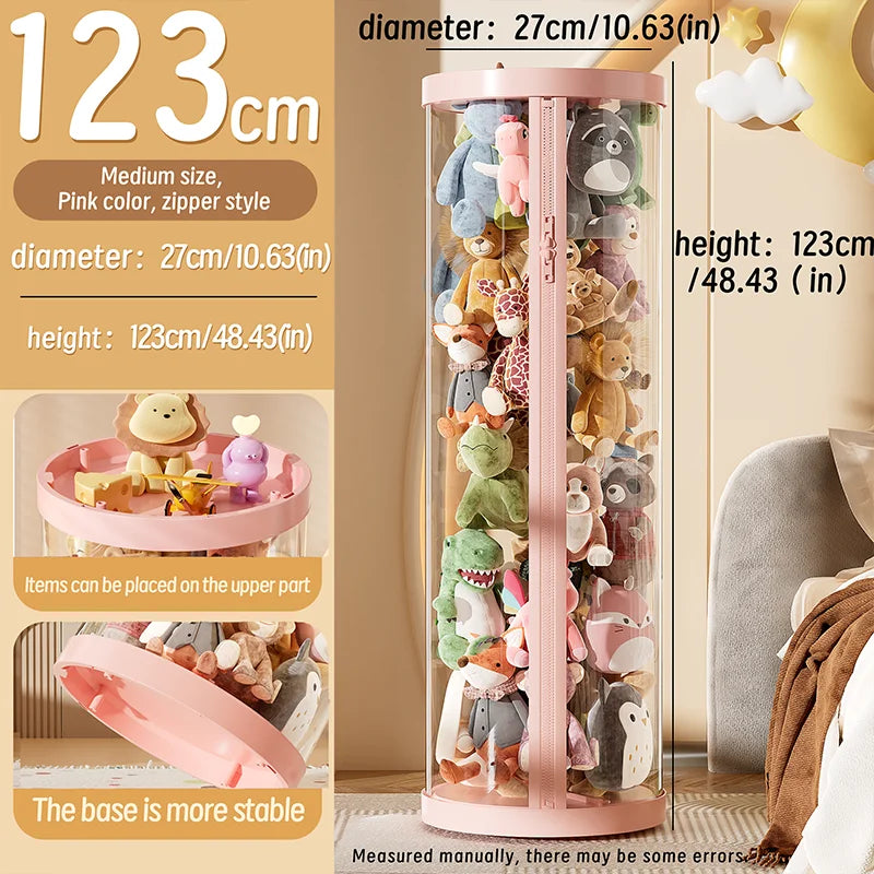 Transparent Doll Storage Box Plush Toy Organization Tube DIY Zipper