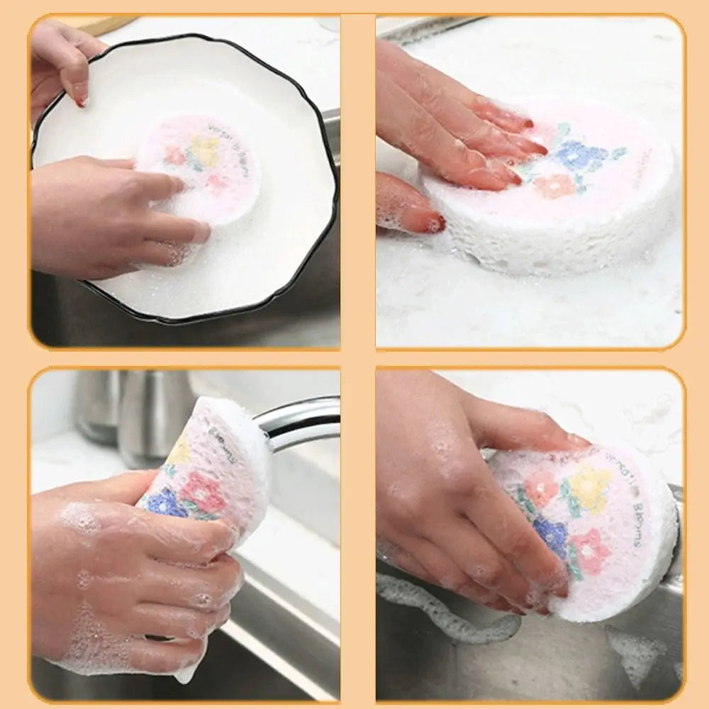 4Pcs Magic Wipe Cleaning Sponges Cotton Scouring Pads Wood Pulp Dishwashing Sponge Melamine Dishcloth Wood Pulp Washing Tool Oasis Select