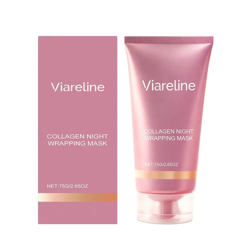Collagen Night Peel Off Mask Cleansing Pores Reduces Facial Skin Sag Dullness Deep Hydrating Overnight Moisturize Wrapping Mask Oasis Select WIthout brush