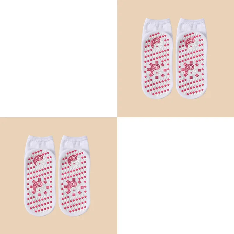 1/2/4/6pairs Self-Heating Socks Winter Warm Thermal Health Care Socks Slimming Health Short Sock Magnetic Therapy Health Sock Oasis Select 2pairs white