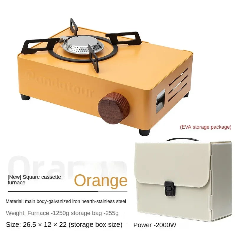 2000W Portable Gas Stove Card Stove Outdoor Camping Cassette Stove Burner Picnic Barbecue Cooking Card Magnetic Stove Gas Tan Oasis Select B