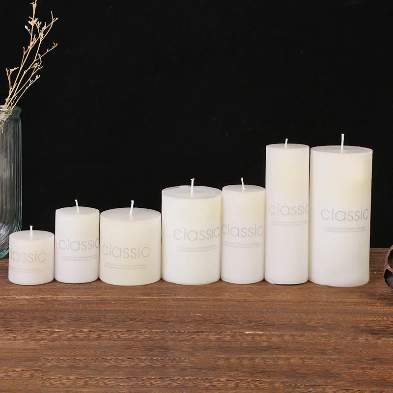 Classic European Ivory White Large Cylinder Candle Smokeless Tasteless Romantic Wedding Hotel Decoration Candle Holiday Supplies Oasis Select