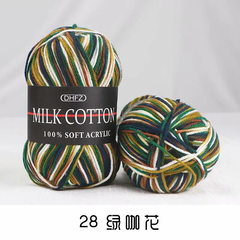 DIY Three Strands Graded Section Dyed Wool Medium Fine Cotton Thread