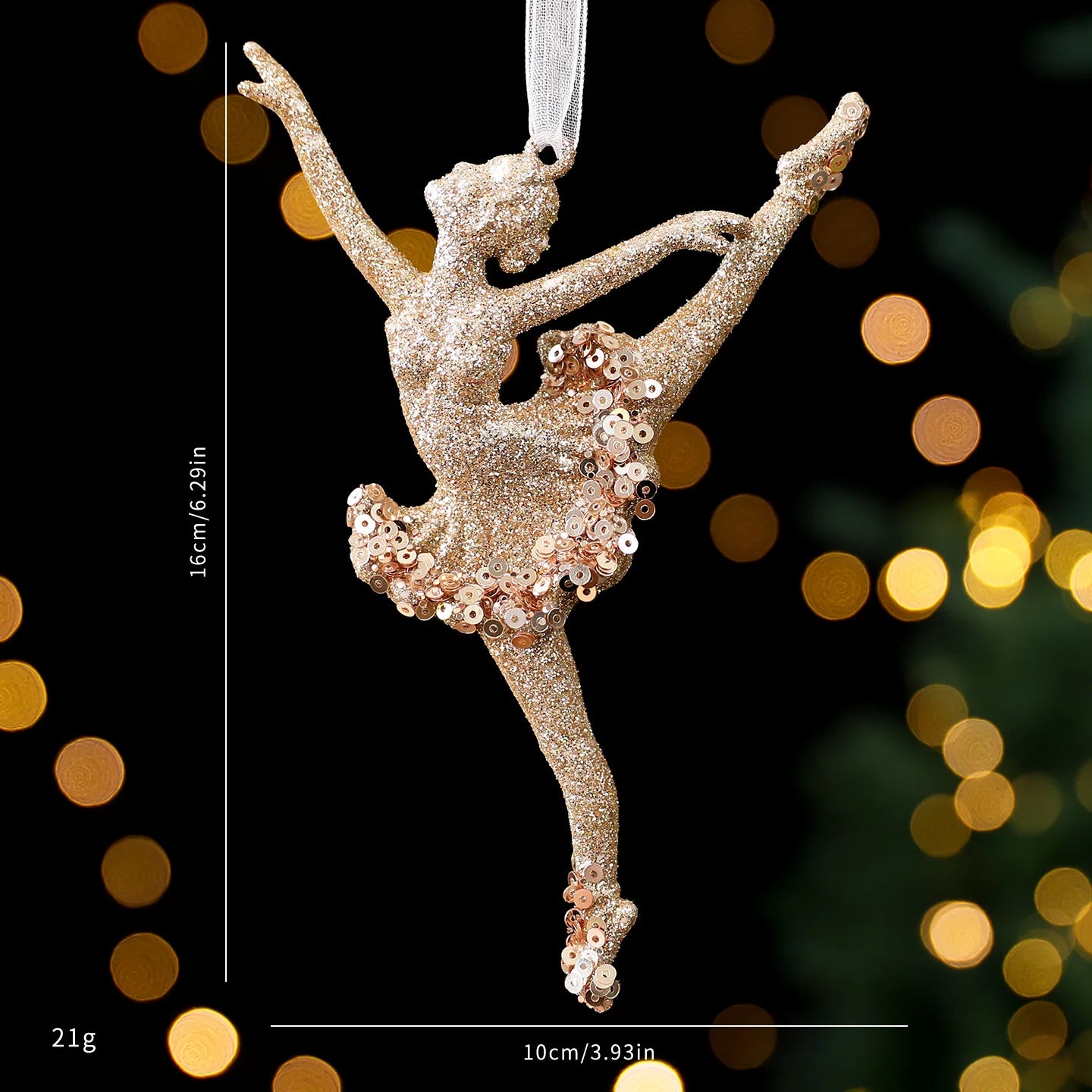 Christmas Sequins Ornament Elegant Snowflake Hanging Decor Dragonflies Tree Decoration Lightweight Champagne Gold Ornament Oasis Select Style 10