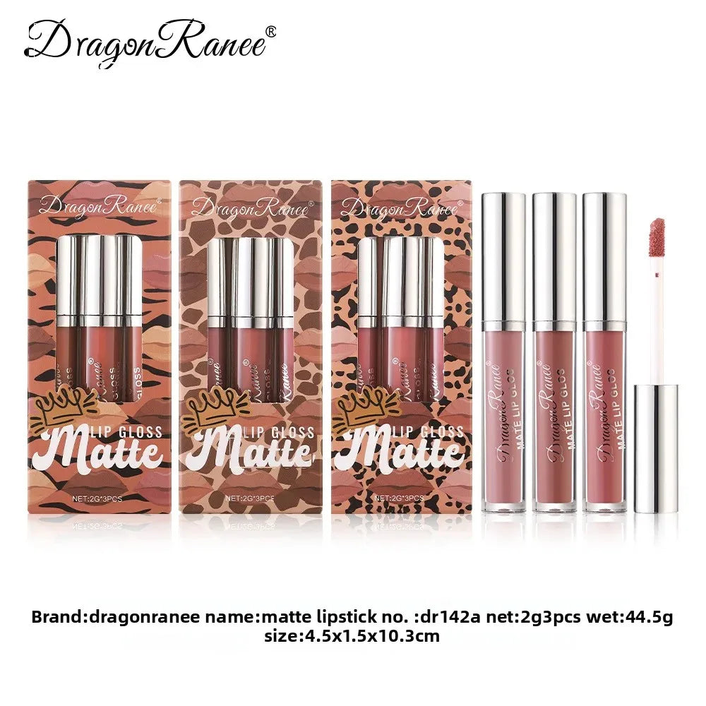Dragon Ranee 3-Pack Matte Lip Gloss Set | Waterproof Liquid Lipstick