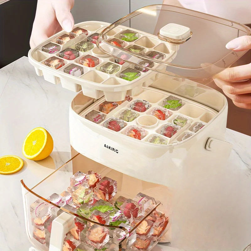 48-Cube Ice Maker with Easy Press Cap with Easy-press Lid Large Capacity Ice Cube Machine Reusable Food-grade Ice Cube Mold Oasis Select
