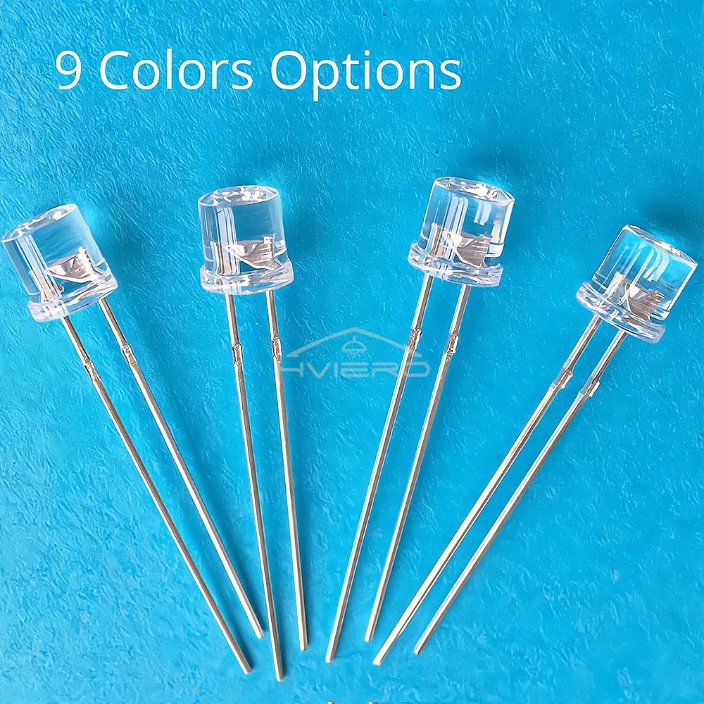 100pcs F5 5mm Flat Top Wide Angle LED Bulbs – Multi-Color DIY
