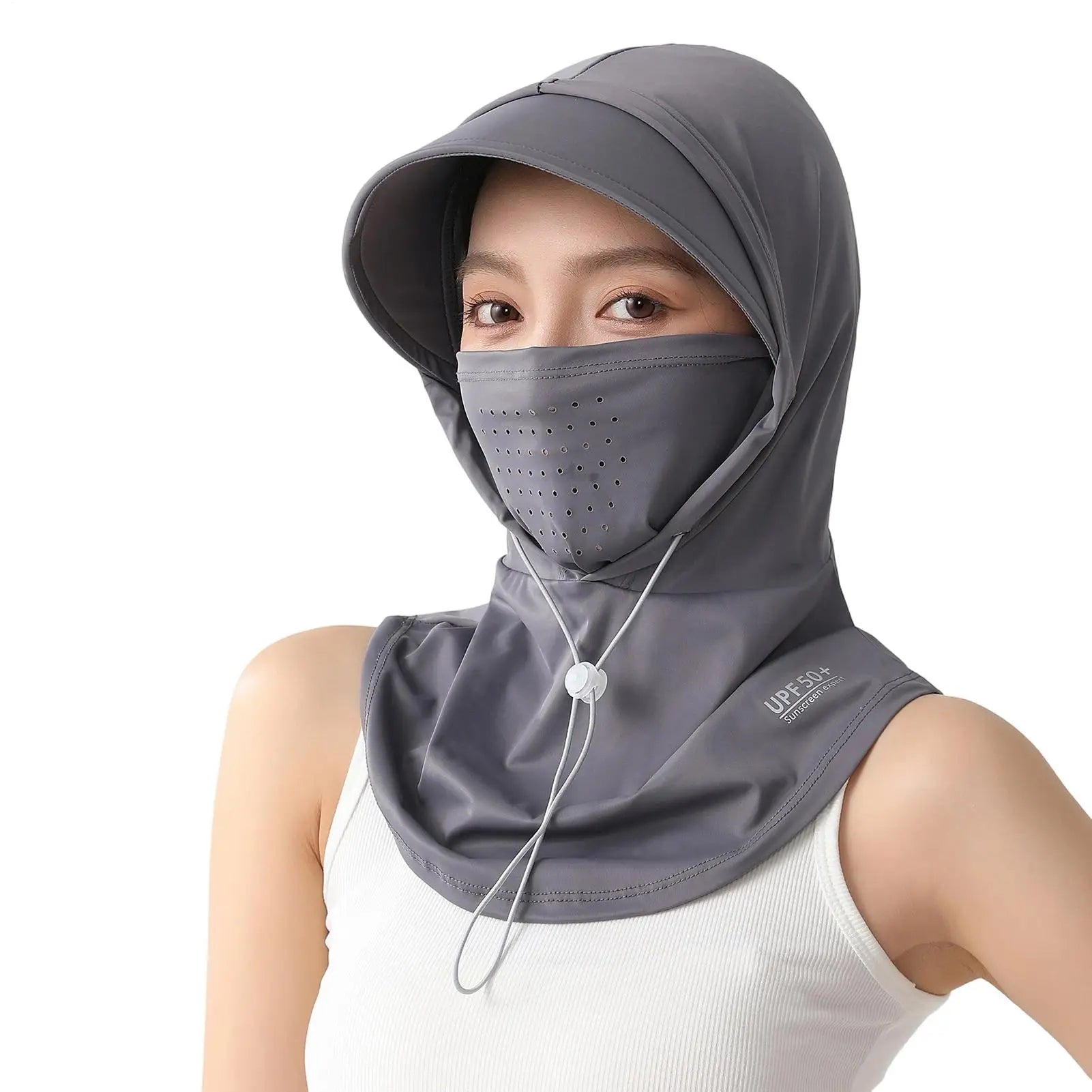 Summer Face Sunshade Anti-UV Hat Integrated Ice Silk Breathable Scarf Driving Cycling Face Towel Neck Sun Protection Hat Oasis Select