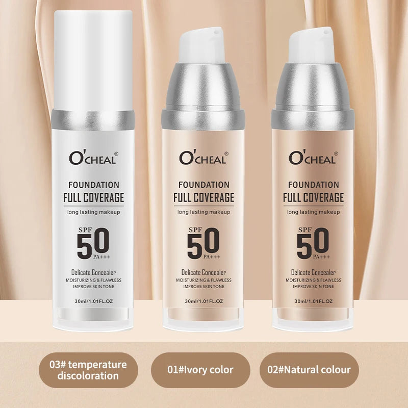 O'CHEAL SPF50 PA+++ Liquid Foundation – Full Coverage & Hydrating