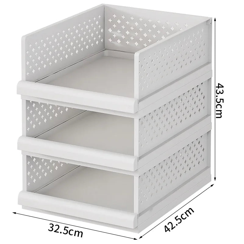 Drawer type clothes clothing storage box foldable pull-out wardrobe layered baffle pull basket layered pants storage box Oasis Select 3 layers - white 1