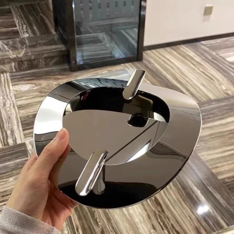 Modern Italian Minimalist Stainless Steel Cigar Ashtray Decoration Tea Room Study Desktop Fashionable Home Decor Oasis Select