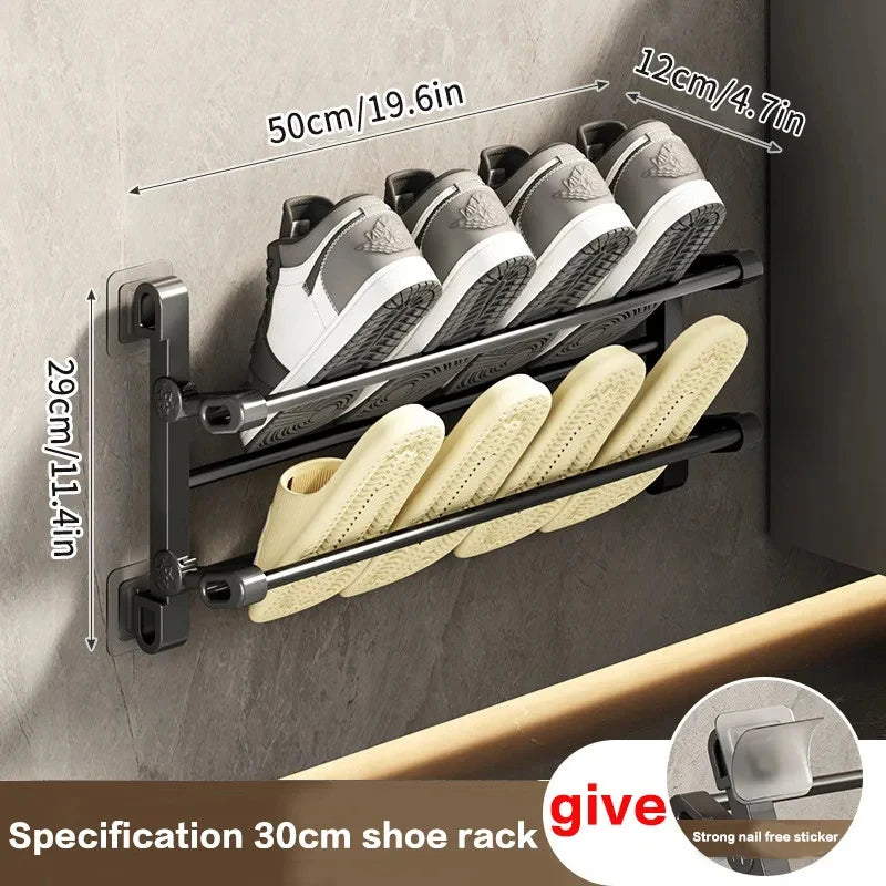 Multifunctional Wall-mounted Shoe Rack Convenient Wall-mounted Design Stainless Steel Foldable Towel Rack Oasis Select B
