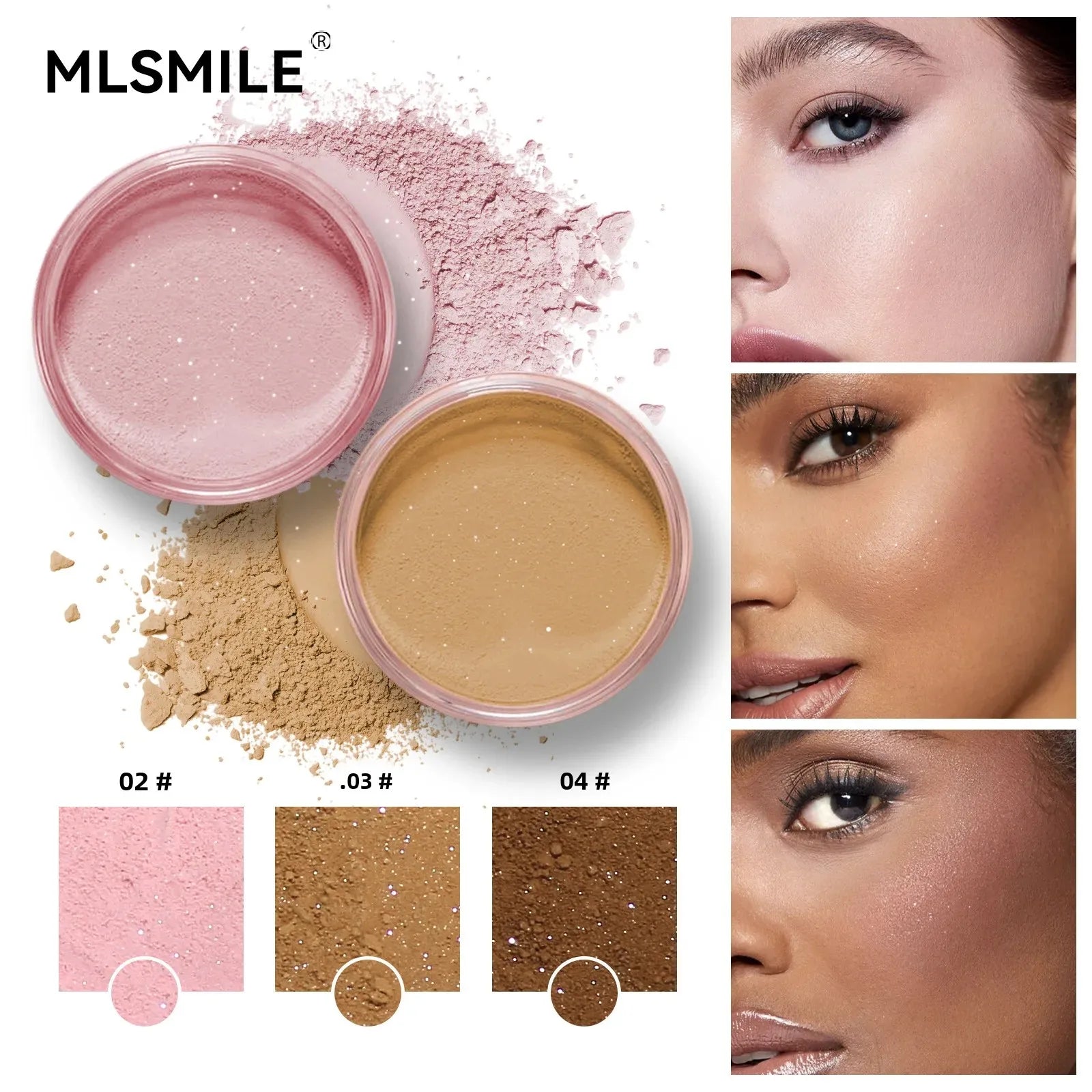 MLSMILE Matte Loose Setting Powder – Oil Control, 4 Shades
