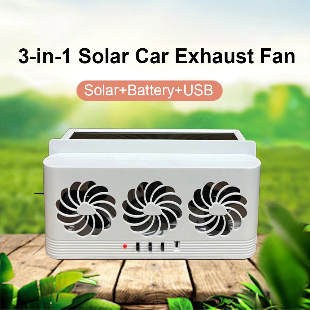 Solar Powered Car Exhaust Fan Eliminate Peculiar Smell Car Radiator Cooling Fan USB Powered Auto Ventilation Fan for All Cars Oasis Select