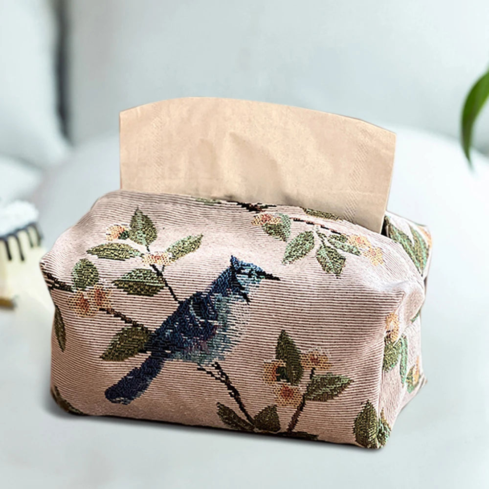 European Retro Jacquard Fabric Tissue Box Cover | Desktop